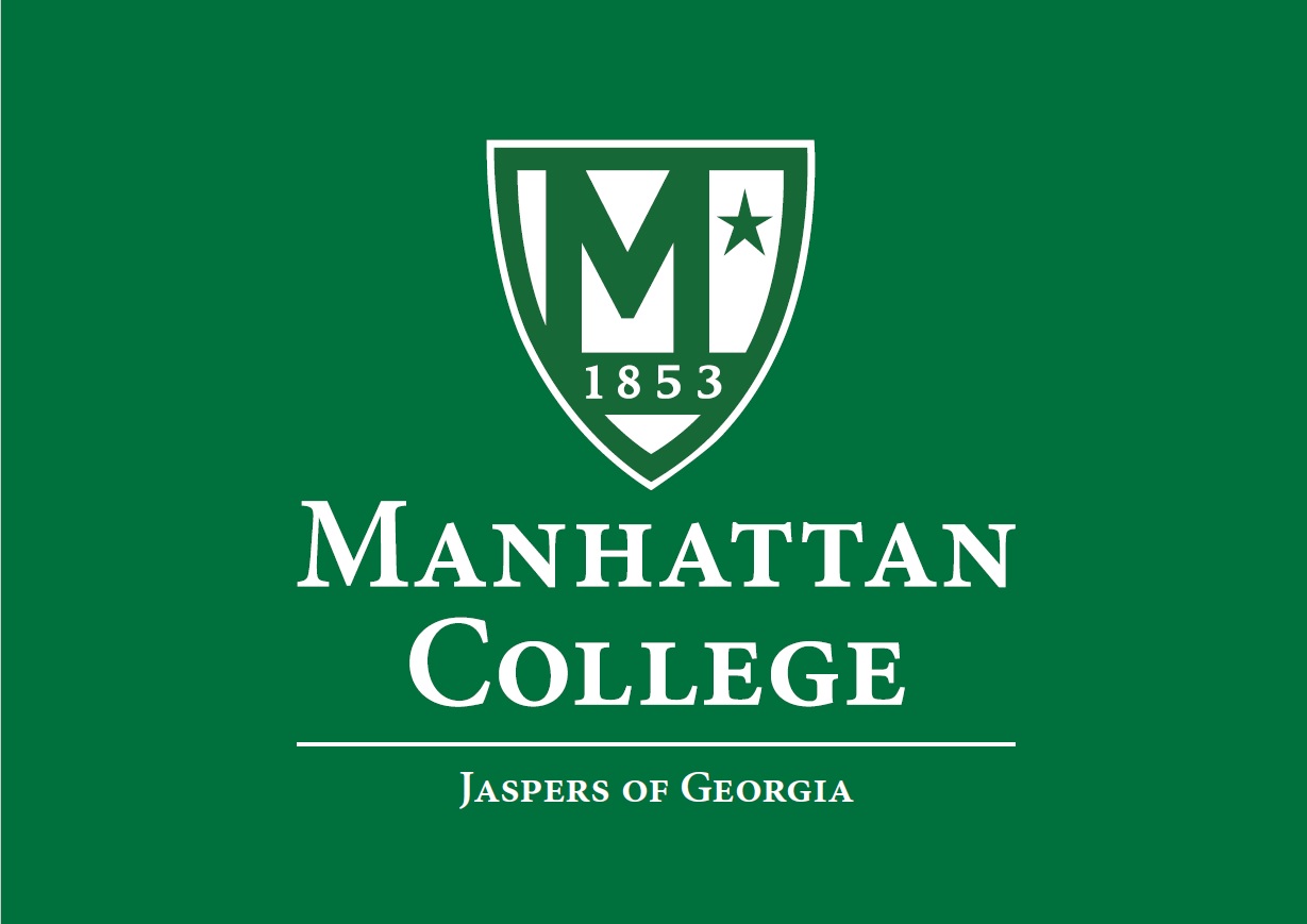 Manhattan College Logo against green background with the tag line, "Jaspers of Georgia."